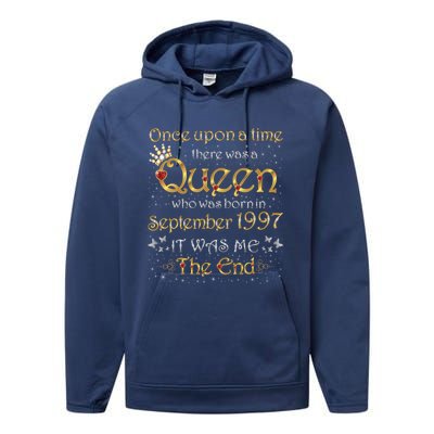 A Queen Was Born In September 1997 Funny Gift Performance Fleece Hoodie