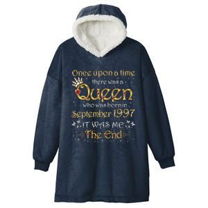 A Queen Was Born In September 1997 Funny Gift Hooded Wearable Blanket