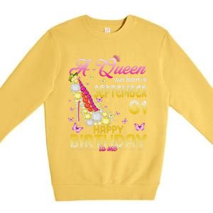 A Queen Was Born In September 1st Happy Birthday To Me 1 Premium Crewneck Sweatshirt