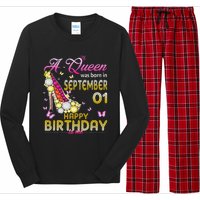 A Queen Was Born In September 1st Happy Birthday To Me 1 Long Sleeve Pajama Set