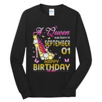 A Queen Was Born In September 1st Happy Birthday To Me 1 Tall Long Sleeve T-Shirt