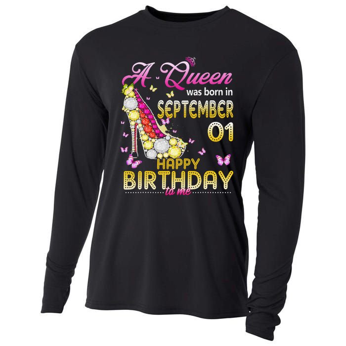 A Queen Was Born In September 1st Happy Birthday To Me 1 Cooling Performance Long Sleeve Crew