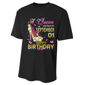 A Queen Was Born In September 1st Happy Birthday To Me 1 Performance Sprint T-Shirt