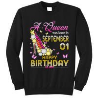 A Queen Was Born In September 1st Happy Birthday To Me 1 Tall Sweatshirt