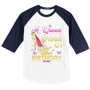 A Queen Was Born In September 1st Happy Birthday To Me 1 Baseball Sleeve Shirt