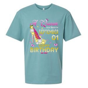 A Queen Was Born In September 1st Happy Birthday To Me 1 Sueded Cloud Jersey T-Shirt