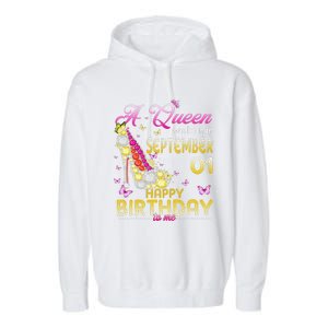 A Queen Was Born In September 1st Happy Birthday To Me 1 Garment-Dyed Fleece Hoodie