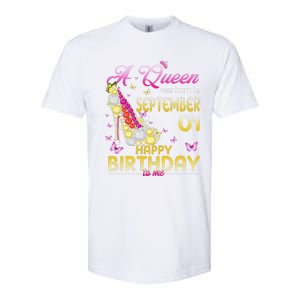 A Queen Was Born In September 1st Happy Birthday To Me 1 Softstyle CVC T-Shirt