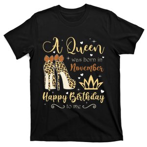 A Queen Was Born In November Birthday For Women Leopard T-Shirt