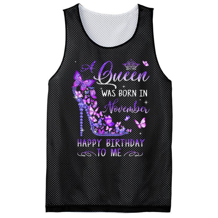 A Queen Was Born In November Cute Birthday Mesh Reversible Basketball Jersey Tank