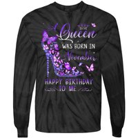 A Queen Was Born In November Cute Birthday Tie-Dye Long Sleeve Shirt