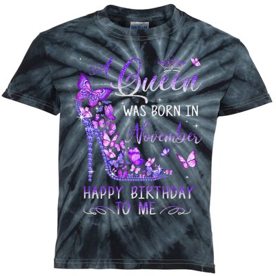 A Queen Was Born In November Cute Birthday Kids Tie-Dye T-Shirt