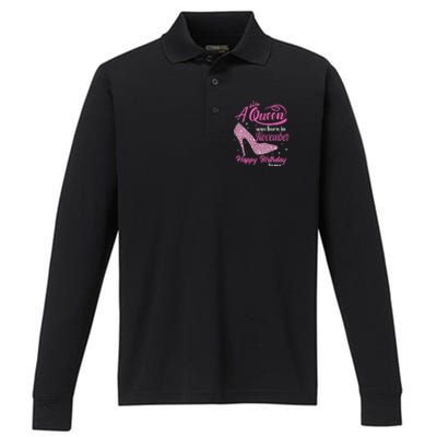 A Queen Was Born In November Gift Funny November Birthday Performance Long Sleeve Polo