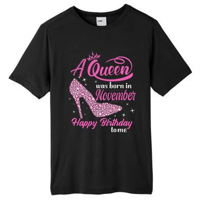 A Queen Was Born In November Gift Funny November Birthday Tall Fusion ChromaSoft Performance T-Shirt