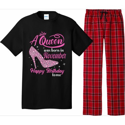 A Queen Was Born In November Gift Funny November Birthday Pajama Set