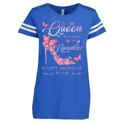 A Queen Was Born In November Happy Birthday To Me High Heel Enza Ladies Jersey Football T-Shirt