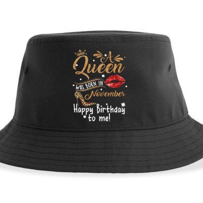 A Queen Was Born In November Happy Birthday To Me Leopard Sustainable Bucket Hat