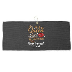 A Queen Was Born In November Happy Birthday To Me Leopard Large Microfiber Waffle Golf Towel