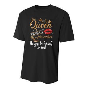 A Queen Was Born In November Happy Birthday To Me Leopard Youth Performance Sprint T-Shirt