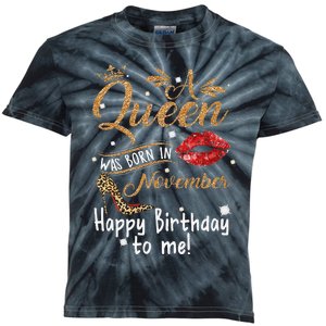 A Queen Was Born In November Happy Birthday To Me Leopard Kids Tie-Dye T-Shirt