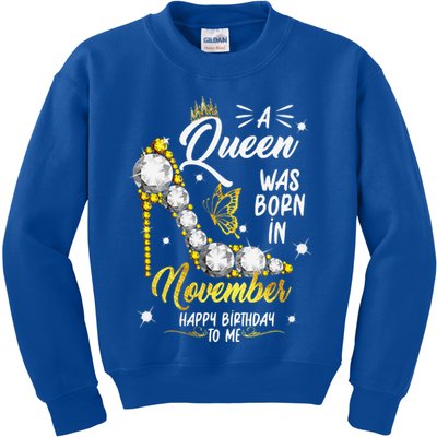 A Queen Was Born In November Happy Birthday To Me Kids Sweatshirt
