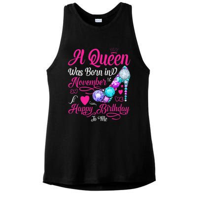 A Queen Was Born In November Happy Birthday To Me Ladies PosiCharge Tri-Blend Wicking Tank