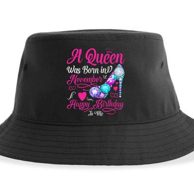 A Queen Was Born In November Happy Birthday To Me Sustainable Bucket Hat