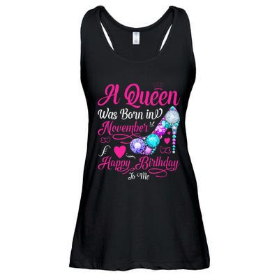 A Queen Was Born In November Happy Birthday To Me Ladies Essential Flowy Tank