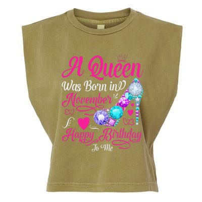 A Queen Was Born In November Happy Birthday To Me Garment-Dyed Women's Muscle Tee