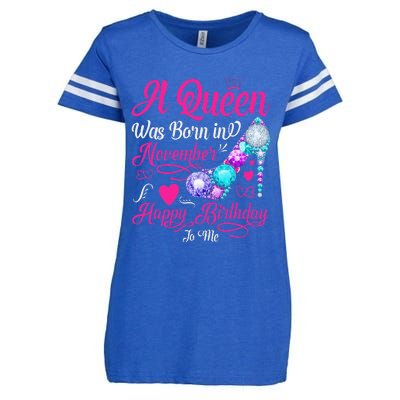 A Queen Was Born In November Happy Birthday To Me Enza Ladies Jersey Football T-Shirt