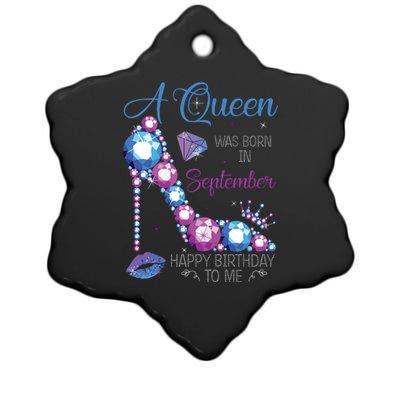 A Queen Was Born In September Happy Birthday To Me High Heel Ceramic Star Ornament