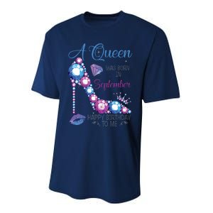 A Queen Was Born In September Happy Birthday To Me High Heel Performance Sprint T-Shirt