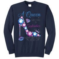 A Queen Was Born In September Happy Birthday To Me High Heel Tall Sweatshirt