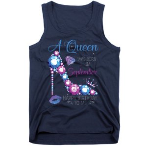 A Queen Was Born In September Happy Birthday To Me High Heel Tank Top