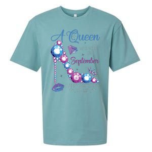 A Queen Was Born In September Happy Birthday To Me High Heel Sueded Cloud Jersey T-Shirt