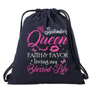 A Queen Was Born In September Shirts September Queen Girl Drawstring Bag