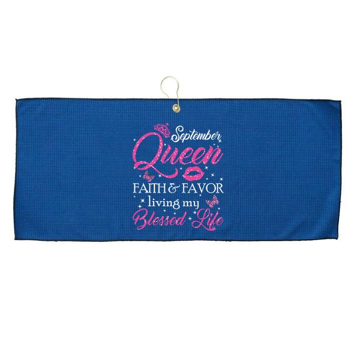 A Queen Was Born In September Shirts September Queen Girl Large Microfiber Waffle Golf Towel