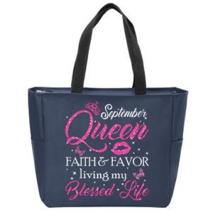 A Queen Was Born In September Shirts September Queen Girl Zip Tote Bag