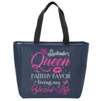 A Queen Was Born In September Shirts September Queen Girl Zip Tote Bag