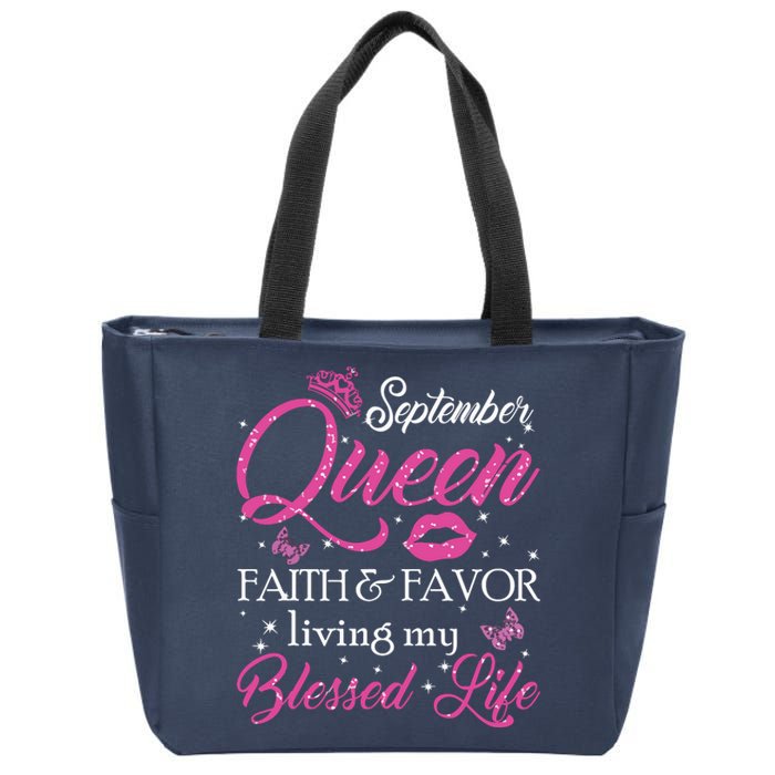 A Queen Was Born In September Shirts September Queen Girl Zip Tote Bag