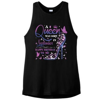 A Queen Was Born In September Happy Birthday To Me Ladies PosiCharge Tri-Blend Wicking Tank