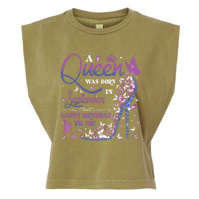 A Queen Was Born In September Happy Birthday To Me Garment-Dyed Women's Muscle Tee