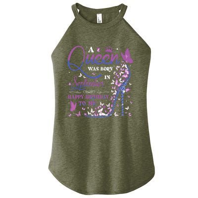 A Queen Was Born In September Happy Birthday To Me Women's Perfect Tri Rocker Tank