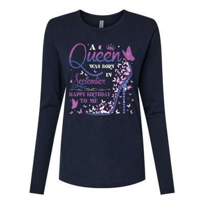 A Queen Was Born In September Happy Birthday To Me Womens Cotton Relaxed Long Sleeve T-Shirt