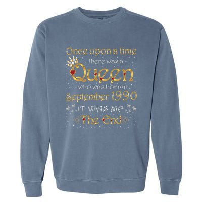 A Queen Was Born In September 1990 Gift Garment-Dyed Sweatshirt