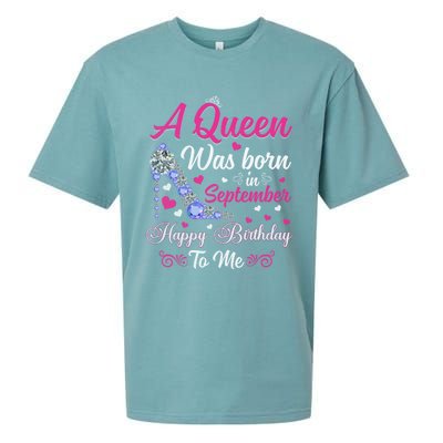 A Queen Was Born In September Design Birthday Cool Gift Sueded Cloud Jersey T-Shirt