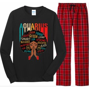 Aquarius Queen Zodiac Birthday Afro Woman Black Long Sleeve Pajama Set