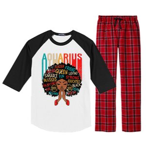 Aquarius Queen Zodiac Birthday Afro Woman Black Raglan Sleeve Pajama Set