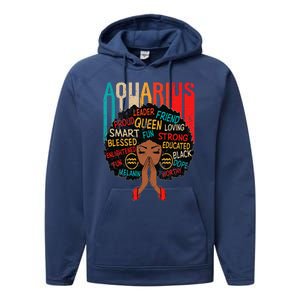 Aquarius Queen Zodiac Birthday Afro Woman Black Performance Fleece Hoodie