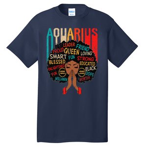 Aquarius Queen Zodiac Birthday Afro Woman Black Tall T-Shirt